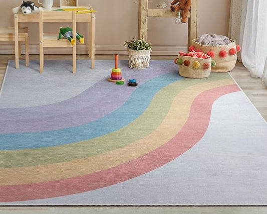 Well Woven Kids Rainbow Rug, 3'3" x 5', Multi Color