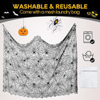 eZAKKA Halloween Table Cloth, 60"x104" Spider Webs Tablecloths Black Tablecloth Lace Fabric Table Cloths Spooky Table Cover for Rectangle Tables for Parties Gothic Halloween Home Decorations