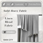 RAIN CITY Long Blackout Curtains 144 Inch Long 2 Panels Grey, Back Tab Pleated Look Drapes for Track System with Hooks, Noise Reducing Spring Blackout Winodw Curtains for Living Room 50x144