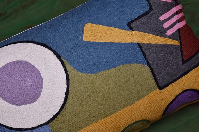 Lumbar Kandinsky Abstract Pillow Cover - Soul Modern Chair Pillowcase Abstract Couch Cushion Contemporary Pillowsham Farmhouse Sofa Handmade Wool Size 14x20