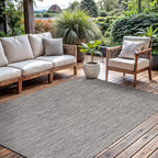 CAMILSON Outdoor Rug 5x7 Modern Area Rugs for Indoor and Outdoor Patios and Porches - Waterproof, Washable, Non-Shedding, Easy-to-Clean Outside Carpet (5 x 7, Solid - Silver Gray)