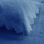 MarCielo 3-Piece 100% Cotton Oversized Bedspread Lightweight Quilt Coverlet Embroidery Farmhouse Bedding Set (Tk Midtone Blue, Oversized Queen (100"x106"))