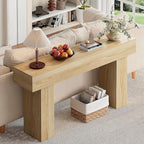 63 Inch Long Console Table for Entryway, Farmhouse Wood Rectangular Sofa Table Behind Couch Table, Narrow Entryway Table for Living Room, Entrance, Hallway, Foyer, Easy Assembly (Natural)
