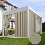 HolidayIdeas Linen Outdoor Curtains for Patio 4 Panels Waterproof Taupe Outside Curtains 110"x108"-Indoor/Outdoor Gazebo Wide Curtains Weatherproof, Privacy for Pergola, Porch, Cabana, Pool
