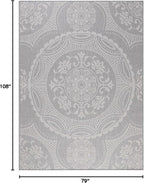 Medallion Outdoor Rug 6x9 Washable Outside Carpet for Indoor Patio Porch Waterproof Easy Cleaning Non Shedding Area Rugs Gray 6 x 9