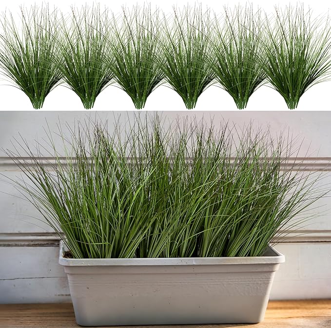 48PCS 17.3" Fake Plants Artificial Wheat Grass Greenery Plastic Plants Fake Grass Artificial Plants for Outdoor Decor Artificial Grass Plant with Greenery Stems for Indoor Home Decoration