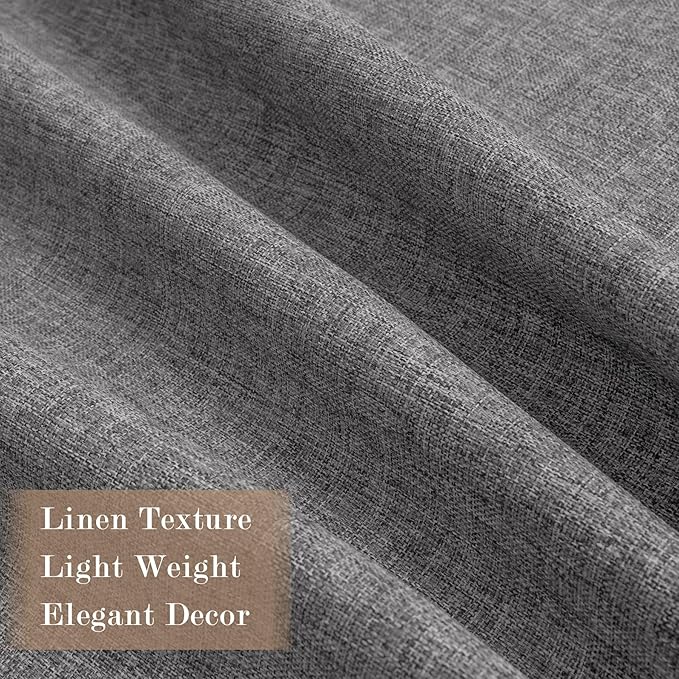 100" W x 96" L Faux Linen Room Divider Curtains, Full Blackout Pinch Pleated Drapes for Traverse Rod, Bedroom Divider Privacy Drapery with Hooks for Ceiling Track, 1 Panel, Gray