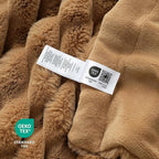 Cozy Bliss Faux Fur Throw Blanket for Couch, Cozy Warm Plush Striped Blanket for Sofa Bedroom Living Room, 50 * 60 Inches Toasty Brown