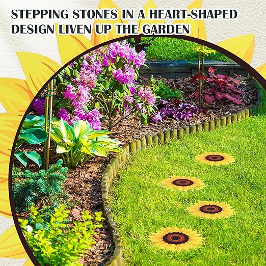 Tandefio 3 Pcs Sunflower Stepping Stones 12 Inch Iron Pavers for Garden Walkway Decorative Sunflower Garden Decor for Indoor Outdoor Patio Yard Outside, Colorful Yellow