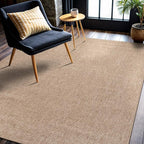 CAMILSON Easy Jute Rug 5x7, Indoor Outdoor Natural Color Fiber Area Rugs for Living Room Patio and Kitchen Rug, Solid Boho Woven Design, Easy-Cleaning, Washable Outside Carpet Alfombras (5 x 7)