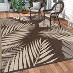GENIMO Outdoor Rug 10' x 14' Waterproof for Patios Clearance, Reversible Outdoor Plastic Straw Camping Rug Carpet, Large Area Rugs Mats for RV, Camper, Deck, Balcony, Porch, Beach, Coffee&Beige