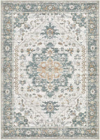 Washable Area Rugs for Living Room - 5x7 Neutral Vintage Distressed Floral Farmhouse Boho Large Soft Floor Rug Indoor Non Slip Carpet for Living Room Bedroom Dining Room Office - Green/Grey