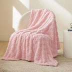 Bedsure GentleSoft Blush Pink Throw Blanket for Couch - Checkered Fleece Blankets Gifts for Women Men Girls, Cute Soft Cozy Throw for Bedroom Home Decor Gifts, 50x60 Inches
