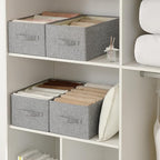Linen Folding Storage Bins, 3 Pack Large Storage Baskets, Washable, Clothing Storage Bins with Handle, Closet Organizer for Storage Sweater,Sheets(dark grey, 18½"x11" x8½")