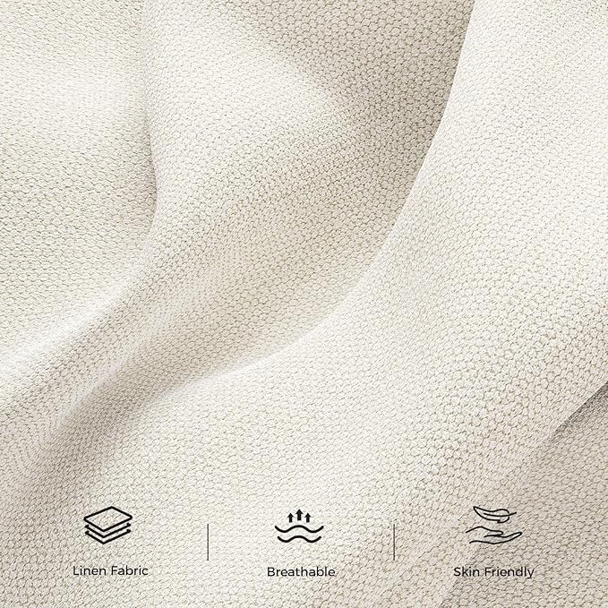 89” Futon Sofa Bed, Linen Comfy Futon Couch Bed with 2 Square Pillows, Convertible Sleeper Sofa with Adjustable Backrest& Armrests, Modern Loveseat Sleeper for Living Room, Bedroom, White