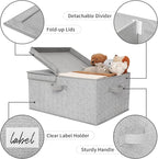 GRANNY SAYS Fabric Storage Bin with Lid, Decorative Storage Box, Extra Large Storage Baskets, Closet Organizer, Gray, 1-Pack