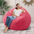 3.5FT Bean Bag Chairs Teardrop Bean Bag Chair for Adults Beanbag Chair with Memory Foam Filled Machine Washable Cover for Living Room, Bedroom (Large,Pink)