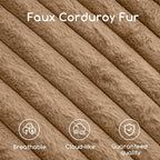 HIGOGOGO Round Stuffed Pouf Ottoman, Stripe Faux Fur Poufs with Foam Chunk Filling, Furry and Fluffy Pouf Foot Stool Storage Ottoman, 26 X 18 Floor Poufs Foot Rest for Living Room, Brown