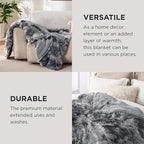 Bedsure GentleSoft Fuzzy Faux Fur Sherpa Fleece Blanket Twin Size, Plush Thick Warm Twin Blanket for Bed, College Dorm Essentials Gifts for Girls Boys, Tie Dye Grey Decor for Winter, 60x80