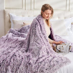 GONAAP Fuzzy Faux Fur Throw Blanket Queen Size Frosty Purple Super Soft Cozy Plush Fuzzy Shaggy Blanket for Couch Sofa Bed (Frosty Purple, Queen(90"x90"))
