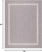 Bordered Outdoor Rug 5x7 Washable Outside Carpet for Indoor Patio Porch Waterproof Easy Cleaning Non Shedding Area Rugs Gray 5 x 7