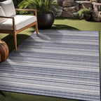 Stripe Outdoor Rug 10x14 Washable Outside Carpet for Indoor Patio Porch Waterproof Easy Cleaning Non Shedding Area Rugs Blue 10 x 14