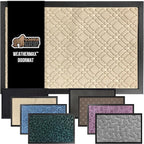 GORILLA GRIP 100% Waterproof All-Season WeatherMax Doormat, 47x35, US Designed Natural Rubber, Stain and Fade Resistant, Low Profile Indoor Outdoor Door Mats, Easy Clean Patio Mat, Modern Latte