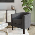 BELLEZE Living Room Chair, Linen Round Accent Barrel Chair, Club Tub Sofa Chair for Bedroom, Corner Chair with Flared Legs and Cozy Soft Padding - Highland (Gray)