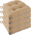 Non Slip Chair Cushions for Dining Chairs Set of 4 Kitchen Chair Cushions 18"x18"x3" Turfted Chair Pads Comfortable and Soft Seat Cushion with Ties, Cappuccino