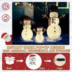 4FT Pop-Up Snowman Family, Pre-Lit Holiday Decoration Sign with 270 LED Lights, Customized Placement Holiday Display for Indoor, Outdoor
