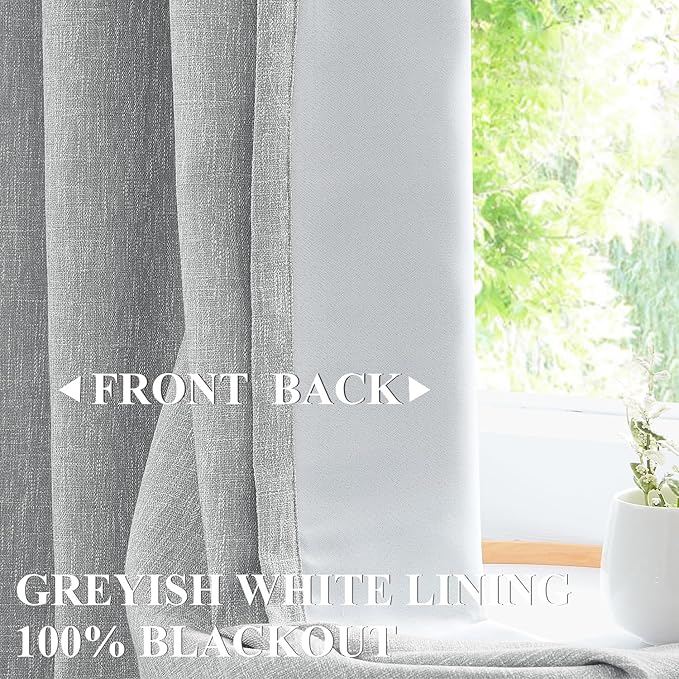 Vision Home Silver Grey Pinch Pleated Full Blackout Curtains Room Darkening Window Curtains 90 inch for Living Room Bedroom Thermal Insulated Pinch Pleat Drapes with Hooks Back Tab 2 Panel 40" Wx90 L