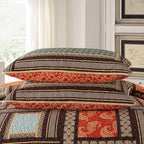 NEWLAKE Cotton Patchwork Bedspread, 3-Piece Bedding Quilt Set with Real Stitched Embroidery, Reversible Matelasse Bed Coverlet Set,Bohemian Farmhouse,Queen Size
