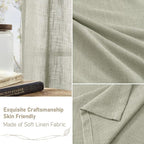 LAMIT Linen Curtains for Living Room 84 Inch Length, Bronze Grommet Light Filtering Semi Sheer Drapes Neutral Rustic Farmhouse Boho Panels for Bedroom, 2 Panels, Sage Grey, 52 x 84 Inch