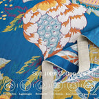 Boho Throw Blanket, Blue Lightweight Blankets for Summer, 100% Cotton Bohemian Decorative Throw Blanket, 90"x98" Reversible Muslin Breathable Woven Farmhouse Blankets Quilt,