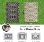 OLANLY Outdoor Rug 5x8 ft Waterproof, Outdoor Plastic Straw Rug with Geometric Pattern Clearance, Reversible RV Mat for Patio, Camping, Balcony, Deck, Backyard, Black & Beige