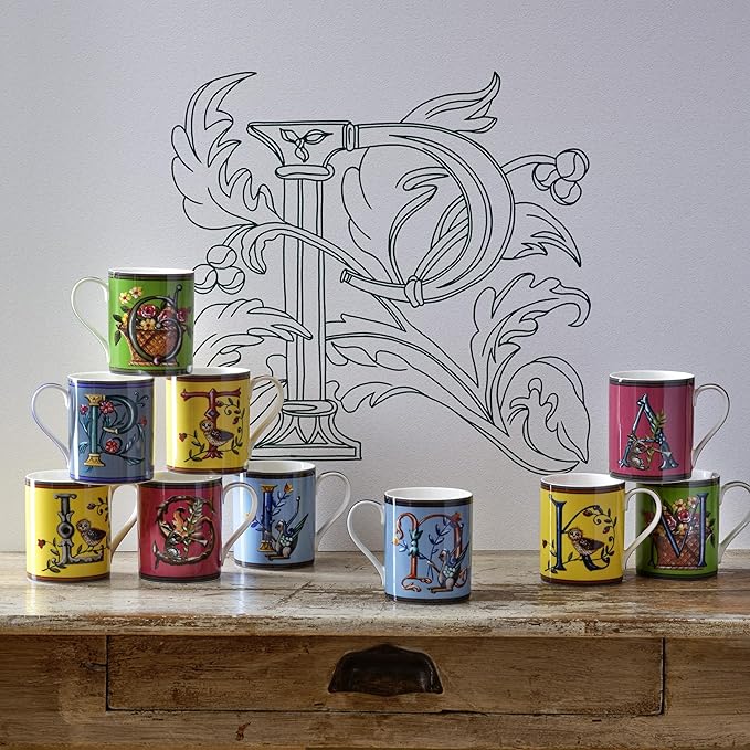 Spode Kit Kemp 12oz Mug in Fine China, K Initial - Custom Coffee Cup for Hot Beverages, Personalized Gift Idea for Her, Him, Friends, Coffee Lovers - Stylish Letter Mug for Daily Use, Dishwasher Safe