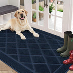 BEQHAUSE Dirt Trapper Door Mat 36" x 60", Doormat Non-Slip Entryway Rugs Washable, Dog Door Mat Stain Resistant and Absorbent Welcome Floor Mat for Front Back Door, Muddy Wet Shoes & Paws, Navy Blue