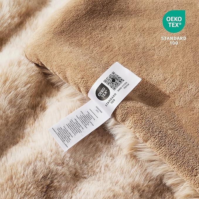 Cozy Bliss Faux Fur Throw Blanket for Couch, Fuzzy Soft Plush Thick Bubble Blanket for Sofa Bedroom Living Room, 50 * 60 Inches Tie-dye Beige