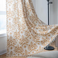 Sutuo Home Boho Curtains 84 Inches Length for Bedroom Living Room, Printed Moroccan Cotton Linen Rod Pocket Rustic Farmhouse Bohemian Tassels Window Treatment, 1 Panel 59" W x 84" L, Brown Damask