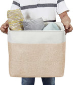 DECOMOMO Extra Large Storage Baskets 54.5L Fabric Storage Bins for Organizing Linen Closet, Toys, Nursery (Beige and White, XXXL - 3 pack)