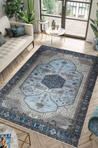 Keen Home Design 10x14 Rug - Machine Washable Area Rug with Non-Slip Backing, Ideal for Living Room, Dining Room, Bedroom - Vintage, Easy Clean, Durable, Low Pile Rug - (9'7" x 14')
