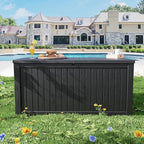 200 Gallon Outdoor Storage Box Waterproof Lockable Resin Deck Box Large, Patio Storage Bin for Pool Accessories Cushion Furniture, Garden Tools, UV-Resistant Outside Delivery Black