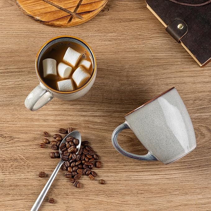 GBHOME Ceramic Coffee Mugs Set of 4, 12oz Stoneware Coffee Mugs Set For Dad Mom Women MEN, Light Weight Coffee Cups for Latte/Tea/Beer/Hot Cocoa, Dishwasher & Microwave Safe