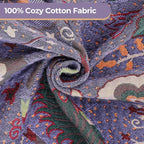 Boho Fall Throw Blanket for Bed Purple Flowers，100% Ultra Cotton Soft Breathable Bed Throw Floral Printed Farmhouse Decor Rustic Bed Throws for Couch Sofa Quilt 90" x 98"