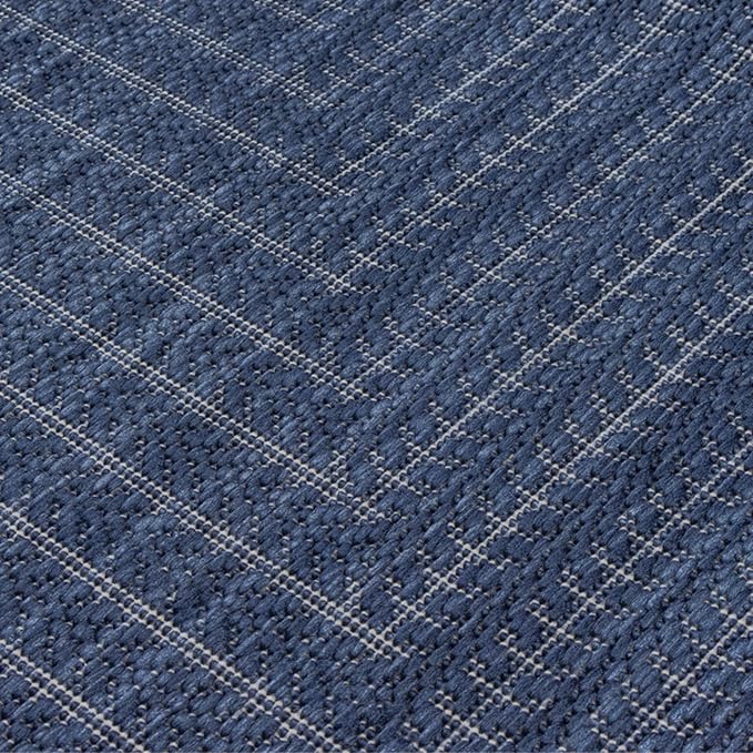 Adiva Rugs Outdoor Indoor Area Rug, Weather Resistant, Easy to Clean, Stain Resistant Floor Mat for Dining Room, Backyard, Deck, Patio (Navy Weiss, 8' x 10')