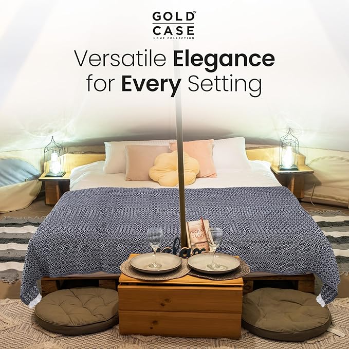 Gold Case Throw Blanket for Couch – 100% Recycled Turkish Cotton Blankets & Throws – Elegant Decorative Throw Blankets for Living Room Sofa – Woven Throws for Couch – Retro Black – 50x60