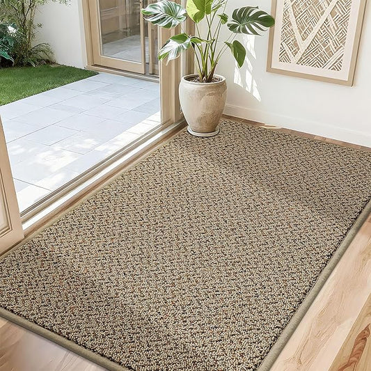 COSY HOMEER-Door-Mat 32"x48" Non Slip Absorbent Entryway Rugs Dirt Trapper Doormats Washable Entrance Mats Low Pile Welcome Floor Mat for Front Back Door and Entry Mats,Taupe