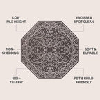JONATHAN Y Vintage Filigree Indoor Outdoor Octagon Area Rug 8 Ft Black/Gray, Charleston Textured Weave for Backyard, Patio, Porch, Easy-Cleaning, High Traffic, Pet-Friendly Non-Shedding SMB106G-8TGN