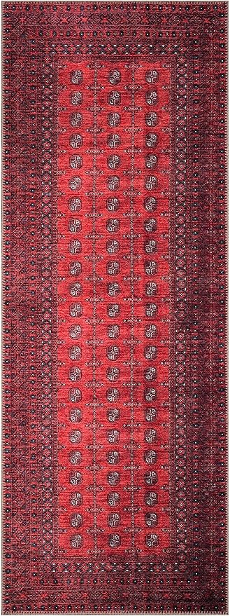 Keen Home Design 2x12 Rug - Machine Washable Runner Rug with Non-Slip Backing, Ideal for Hallway, Entryway, Kitchen, Laundry Room - Vintage, Easy Clean, Durable, Low Pile - (2'6" x 12')