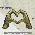 Top Brass Large Rustic Heart Hands Sculpture, 9 3/4” Resin Love Statue – Romantic Decor Accent for Shelf or Mantel – Perfect for Wedding, Valentine's Day or Anniversary (Weathered Bronze)